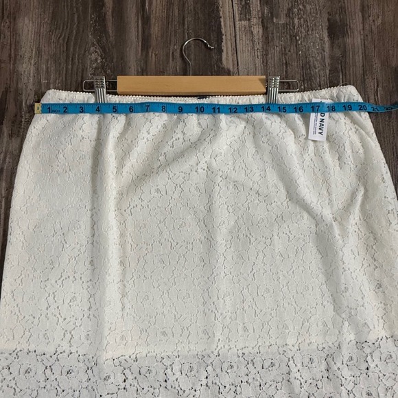 Old Navy Womens XL Lace Overlay Midi Skirt Cream Elastic Waist - Picture 5 of 9